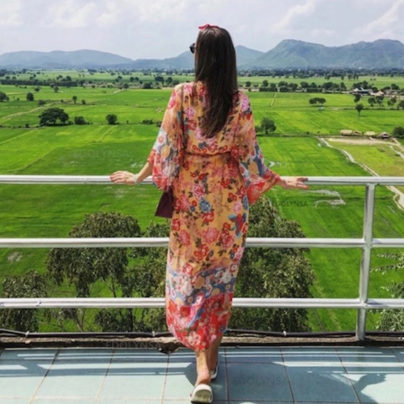Dresses & Skirts - NWT BOHEMIAN SUMMER BEACH WRAP DRESS TUNIK KIMONO ROBE